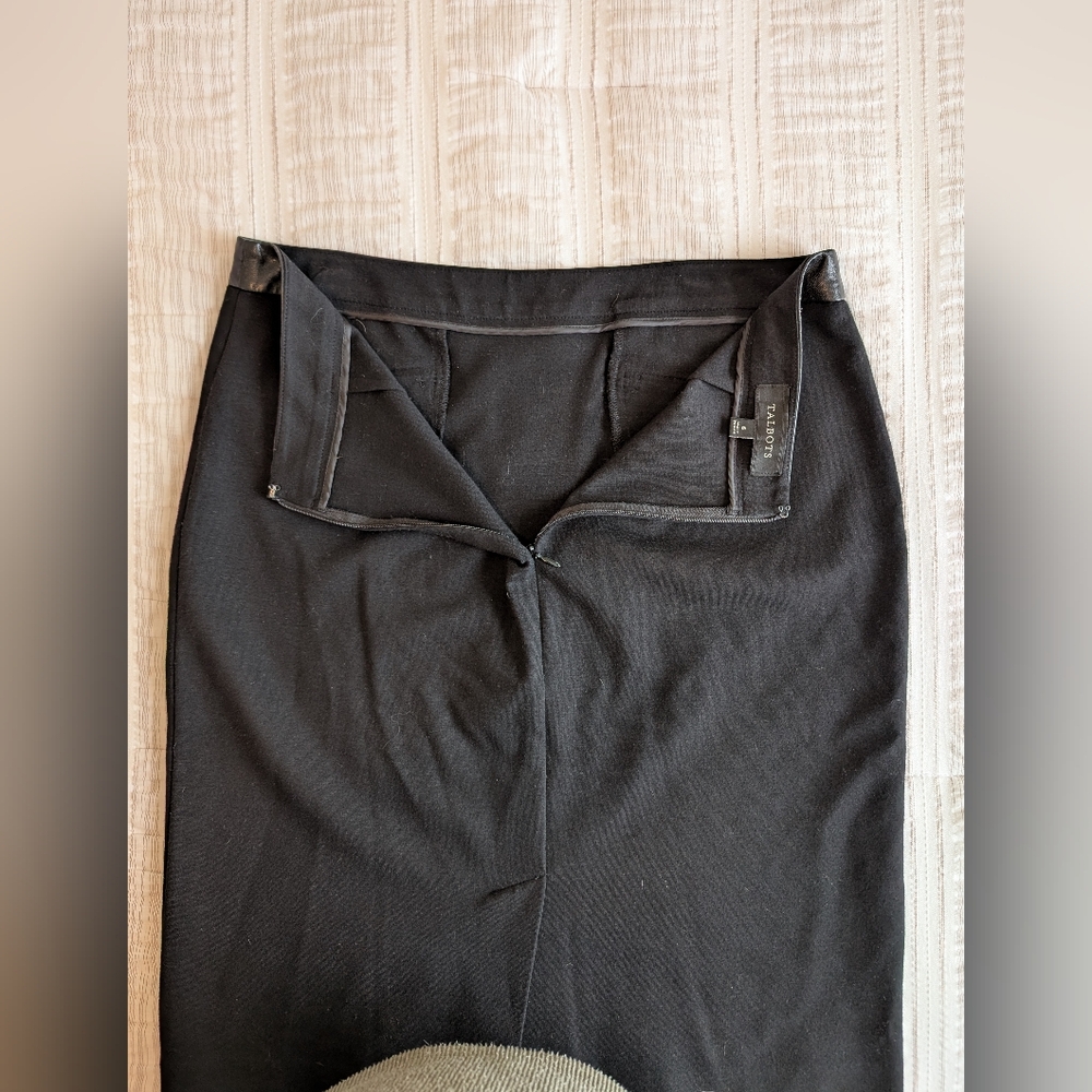 Talbots Black Pencil Skirt with Faux Leather Accents - Picture 4 of 6